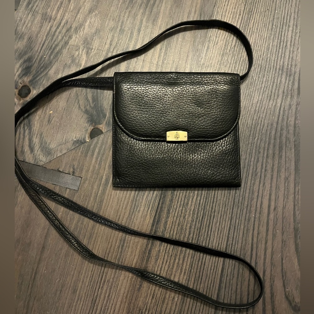 Vintage Mark Cross Black Pebble Travel Organizer Wallet crossbody